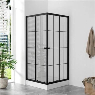 Vách tắm kính vuông 900x900 Màu đen